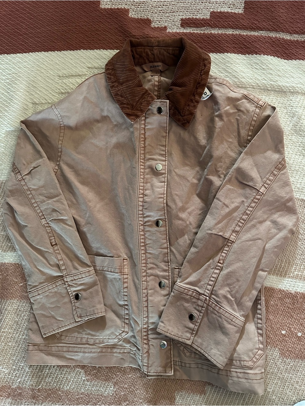 Old Navy Dusty Rose Utility Jacket with Brown Corduroy Collar